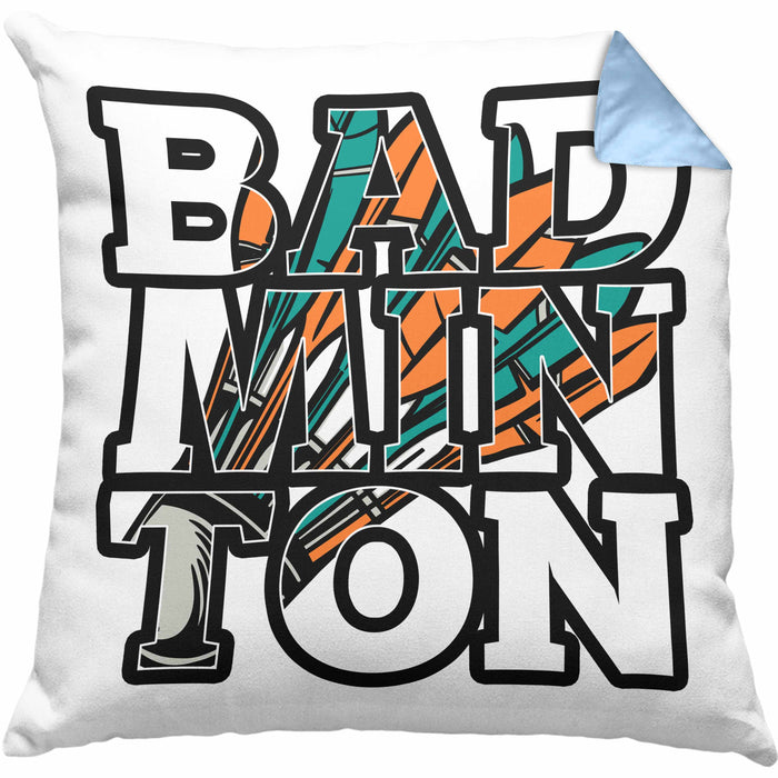 Badminton-Kissen mit Füllung 40x40 Geschenk für Badminton-Spieler Badminton-Trainer (Grau) Blau Trendation