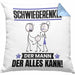 Schwiegerenkel Kissen mit Füllung 40x40 Geschenk für Schwiegerenkel Der Mann Der Alles Kann Geschenkidee zum Geburtstag (Grau) Blau Trendation