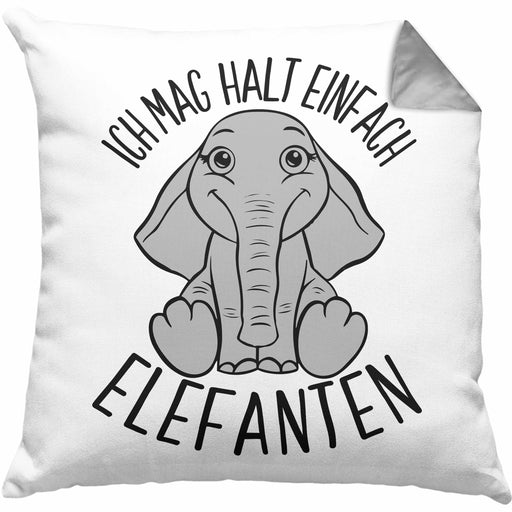 Elefant Kissen mit Füllung 40x40 Geschenk Für Elefanten-Liebhaber Geschenkidee Ich Mag Halt Einfach Elefanten (Grau) Grau Trendation