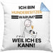 Hundebesitzer Geschenk Kissen mit Füllung 40x40 Lustiger Spruch Ich Bin Hundebesitzer Warum Weil Ich Es Kann Geschenkidee Bester Hundebesitzer Geburtstag (Grau) Blau Trendation