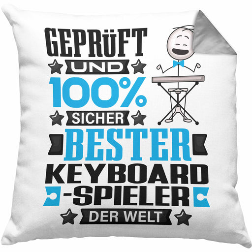 Keyboard-Spieler Geschenk Lustiger Spruch für Keyboard-Spieler Geschenkidee Bester Keyboard-Spieler Der WeltKissen mit Füllung 40x40 (Grau) Grau Trendation
