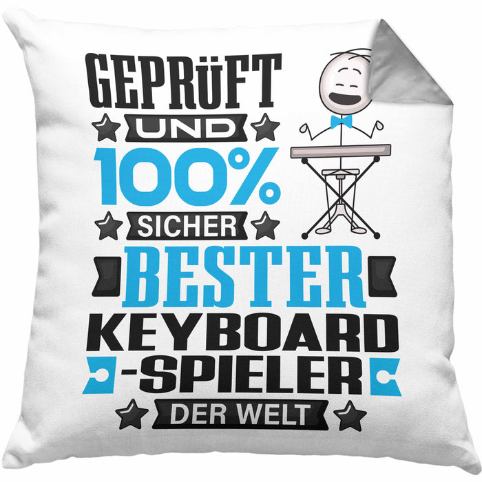 Keyboard-Spieler Geschenk Lustiger Spruch für Keyboard-Spieler Geschenkidee Bester Keyboard-Spieler Der WeltKissen mit Füllung 40x40 (Grau) Grau Trendation