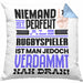 Rugbyspieler Geschenk Kissen mit Füllung 40x40 Lustige Geschenkidee für Rugbyspieler Geburtstag Niemand Ist Perfekt Aber Als Rugbyspieler Ist Man Nah Dran (Grau) Blau Trendation