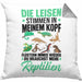 Reptilien-Besitzer Kissen mit Füllung 40x40 Geschenk Schlangen Echsen Die Leisen Stimmen In Meinem Kopf Sagen Mir (Grau) Grau Trendation