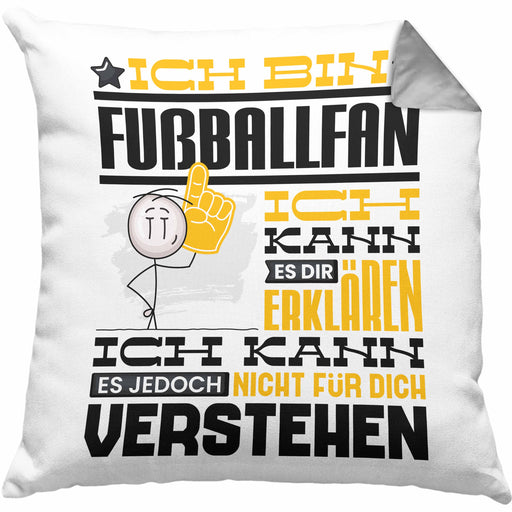 Fußballfan Geschenk Kaffee-Kissen mit Füllung 40x40 Geschenkidee für Fußballfan Ich Bin Fußballfan Ich Kann Es Dir Erklären Jedoch Nicht Für Dich Verstehen Spruch Lustig (Grau) Grau Trendation
