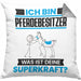 Pferdebesitzer Kissen mit Füllung 40x40 Geschenk für Pferdebesitzer Geburtstag Lustiger Spruch Was Ist Deine Superkraft (Grau) Grau Trendation