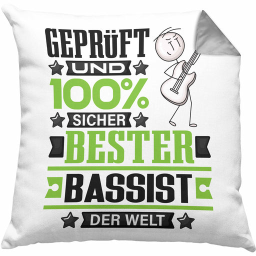 Bassist Geschenk Lustiger Spruch für Bassist Geschenkidee Bester Bassist Der WeltKissen mit Füllung 40x40 (Grau) Grau Trendation