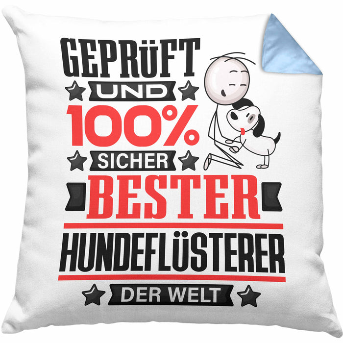 Hundeflüsterer Geschenk Lustiger Spruch für Hundeflüsterer Geschenkidee Bester Hundeflüsterer Der WeltKissen mit Füllung 40x40 (Grau) Blau Trendation