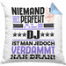 DJ Geschenk Kissen mit Füllung 40x40 Lustige Geschenkidee für DJ Geburtstag Niemand Ist Perfekt Aber Als DJ Ist Man Nah Dran (Grau) Blau Trendation