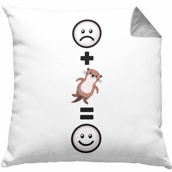 Otter Kissen mit Füllung 40x40 Geschenk für Otter-Liebhaber Fans Lustige Geschenkidee :( + Otter Tier = :) Geburtstag (Grau) Grau Trendation