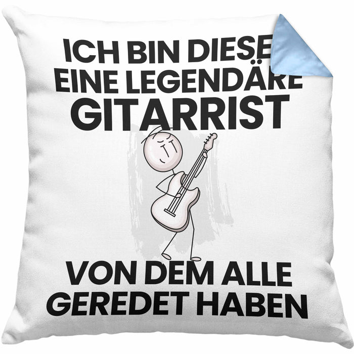 Gitarrist Geschenk Kissen mit Füllung 40x40 Lustige Geschenkidee Geburtstag für Gitarrist Ich Bin Dieser Legendäre Gitarrist Von Dem Alle Geredet Haben (Grau) Blau Trendation