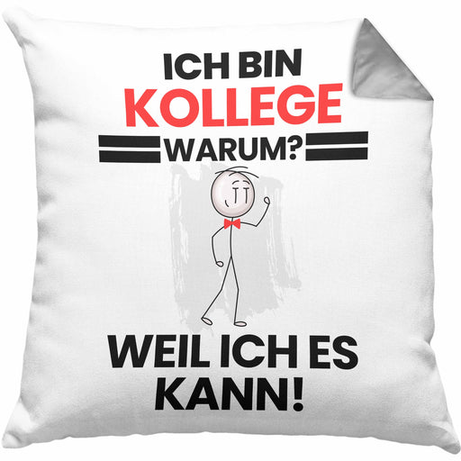 Kollege Geschenk Kissen mit Füllung 40x40 Lustiger Spruch Ich Bin Kollege Warum Weil Ich Es Kann Geschenkidee Bester Kollege Geburtstag (Grau) Grau Trendation