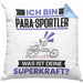 Para-Sportler Kissen mit Füllung 40x40 Geschenk für Para-Sportler Geburtstag Lustiger Spruch Was Ist Deine Superkraft (Grau) Blau Trendation