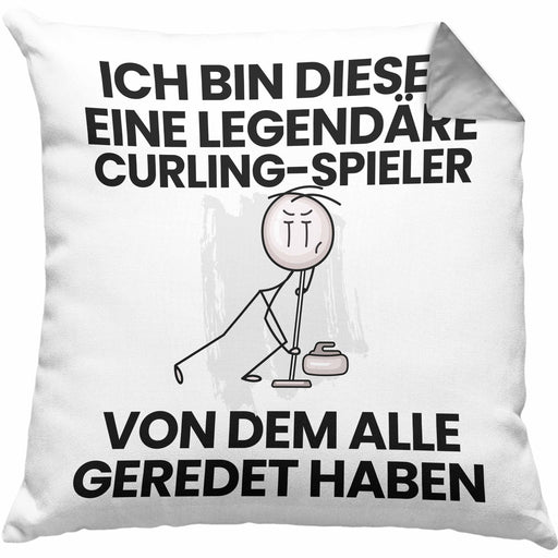 Curling-Spieler Geschenk Kissen mit Füllung 40x40 Lustige Geschenkidee Geburtstag für Curling-Spieler Ich Bin Dieser Legendäre Curling-Spieler Von Dem Alle Geredet Haben (Grau) Grau Trendation