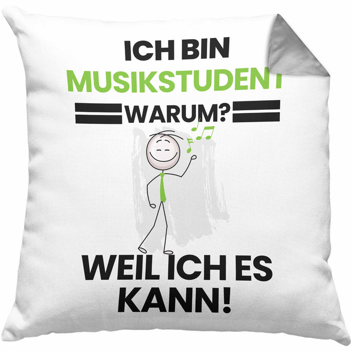 Musikstudent Geschenk Kissen mit Füllung 40x40 Lustiger Spruch Ich Bin Musikstudent Warum Weil Ich Es Kann Geschenkidee Bester Musikstudent Geburtstag (Grau) Grau Trendation