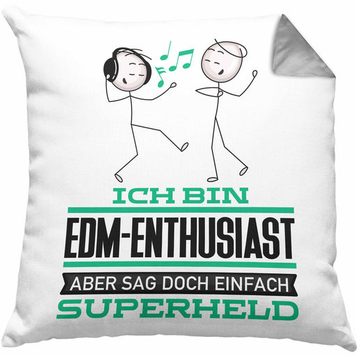 EDM-Enthusiast Geschenk Kissen mit Füllung 40x40 Ich Bin EDM-Enthusiast Aber Sag Doch Einfach Superheld Lustige Geschenkdiee für EDM-Enthusiast (Grau) Grau Trendation
