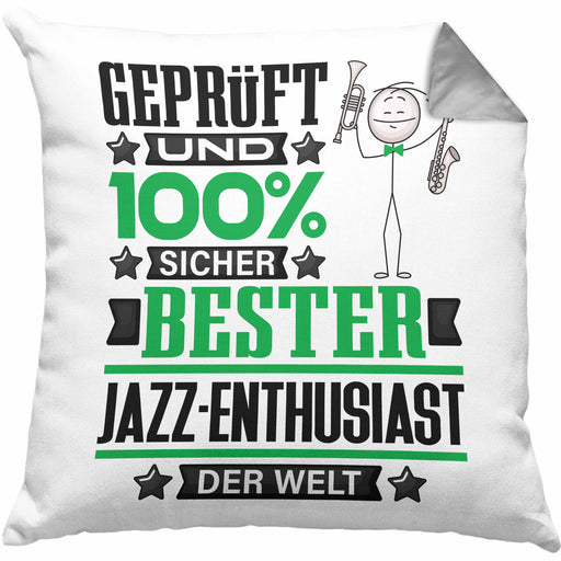 Jazz-Enthusiast Geschenk Lustiger Spruch für Jazz-Enthusiast Geschenkidee Bester Jazz-Enthusiast Der WeltKissen mit Füllung 40x40 (Grau) Grau Trendation