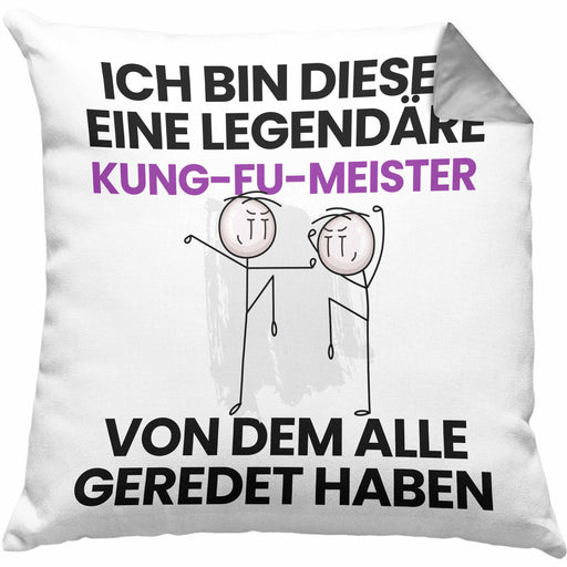 Kung-Fu-Meister Geschenk Kissen mit Füllung 40x40 Lustige Geschenkidee Geburtstag für Kung-Fu-Meister Ich Bin Dieser Legendäre Kung-Fu-Meister Von Dem Alle Geredet Haben (Grau) Grau Trendation