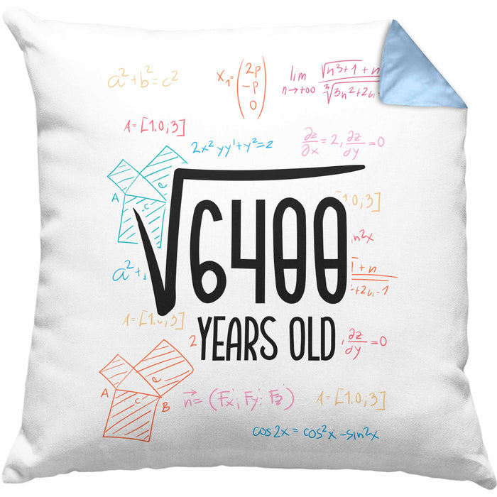 80er Geburtstag Kissen mit Füllung 40x40 Lustige Geschenkidee zum 80. Geburtstag "Wurzel Aus 6400" (Grau) Blau Trendation
