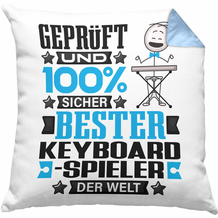 Keyboard-Spieler Geschenk Lustiger Spruch für Keyboard-Spieler Geschenkidee Bester Keyboard-Spieler Der WeltKissen mit Füllung 40x40 (Grau) Blau Trendation