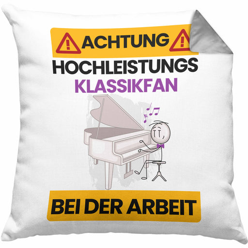 Klassikliebhaber Kissen mit Füllung 40x40 Geschenk Lustiger Spruch Geschenkidee für Klassikliebhaber Achtung Hochleistungs Klassikliebhaber Bei Der Arbeit (Grau) Grau Trendation