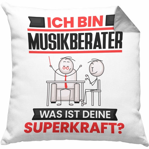 Musikberater Kissen mit Füllung 40x40 Geschenk für Musikberater Geburtstag Lustiger Spruch Was Ist Deine Superkraft (Grau) Grau Trendation