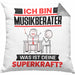 Musikberater Kissen mit Füllung 40x40 Geschenk für Musikberater Geburtstag Lustiger Spruch Was Ist Deine Superkraft (Grau) Grau Trendation