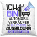 Automobilverkäufer Ausbildung Kissen mit Füllung 40x40 Geschenk Ich Bin Automobilverkäufer In Der Ausbildung Ich Darf Das Geschenkidee Spruch (Grau) Blau Trendation