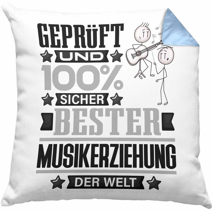 Musikerziehung Geschenk Lustiger Spruch für Musikerziehung Geschenkidee Bester Musikerziehung Der WeltKissen mit Füllung 40x40 (Grau) Blau Trendation