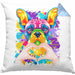 Französische Bulldogge Besitzer Farbe Love Kissen mit Füllung 40x40 Geschenk Lustiger Spruch Geschenkidee Französische Bulldogge Besitzerin (Grau) Blau Trendation
