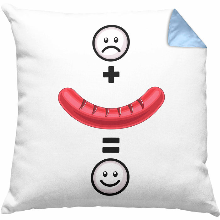 Wurst Kissen mit Füllung 40x40 Geschenk für Griller Wurst :( + Wurst = :) Lustige Geschenkidee Geburtstag (Grau) Blau Trendation