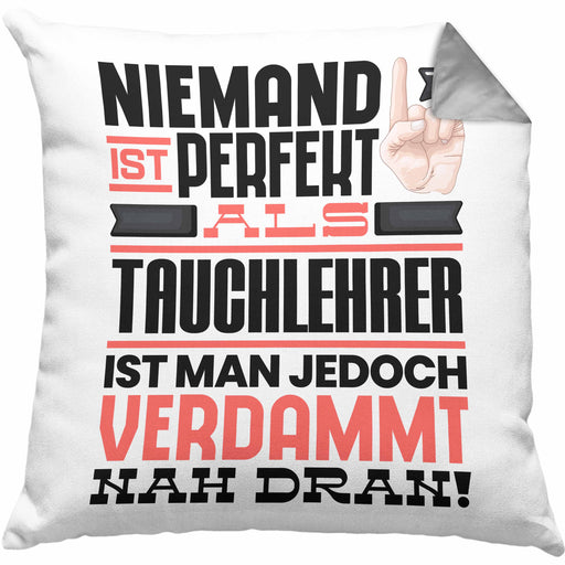 Tauchlehrer Geschenk Kissen mit Füllung 40x40 Lustige Geschenkidee für Tauchlehrer Geburtstag Niemand Ist Perfekt Aber Als Tauchlehrer Ist Man Nah Dran (Grau) Grau Trendation