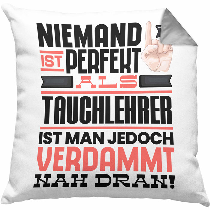 Tauchlehrer Geschenk Kissen mit Füllung 40x40 Lustige Geschenkidee für Tauchlehrer Geburtstag Niemand Ist Perfekt Aber Als Tauchlehrer Ist Man Nah Dran (Grau) Grau Trendation