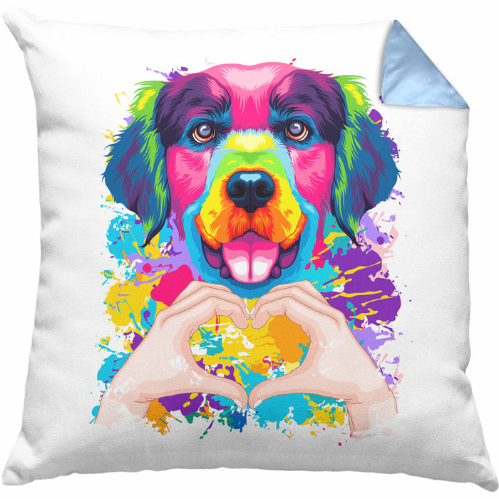 Golden Retriever Besitzer Farbe Love Kissen mit Füllung 40x40 Geschenk Lustiger Spruch Geschenkidee Golden Retriever Besitzerin (Grau) Blau Trendation