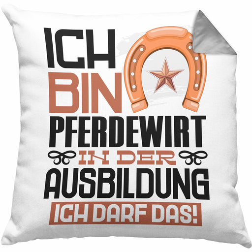 Pferdewirt Ausbildung Kissen mit Füllung 40x40 Geschenk Ich Bin Pferdewirt In Der Ausbildung Ich Darf Das Geschenkidee Spruch (Grau) Grau Trendation