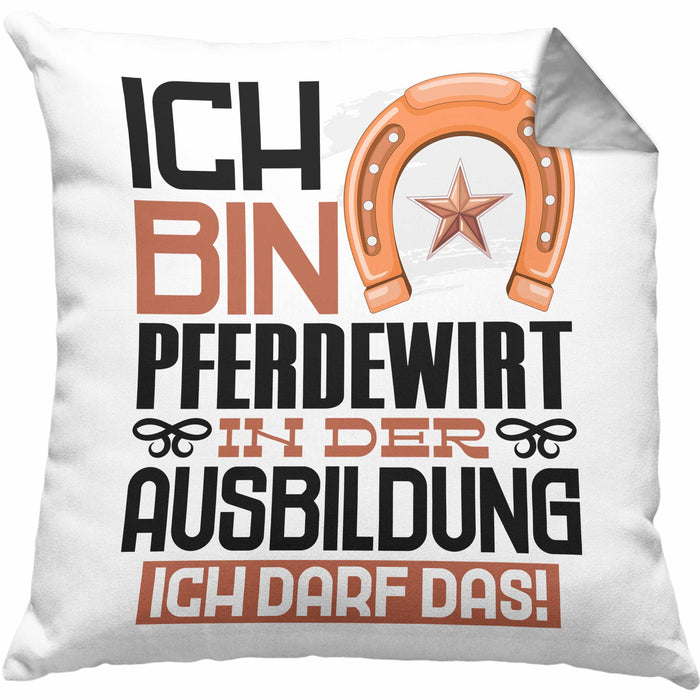 Pferdewirt Ausbildung Kissen mit Füllung 40x40 Geschenk Ich Bin Pferdewirt In Der Ausbildung Ich Darf Das Geschenkidee Spruch (Grau) Grau Trendation