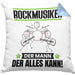 Rockmusiker Kissen mit Füllung 40x40 Geschenk für Rockmusiker Der Mann Der Alles Kann Geschenkidee zum Geburtstag (Grau) Blau Trendation