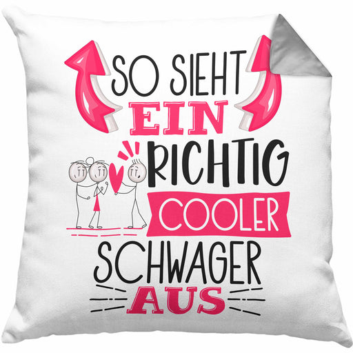 So Sieht Ein Richtig Cooler Schwager Aus Geschenk Kissen mit Füllung 40x40 Lustiger Spruch Geschenkidee (Grau) Grau Trendation