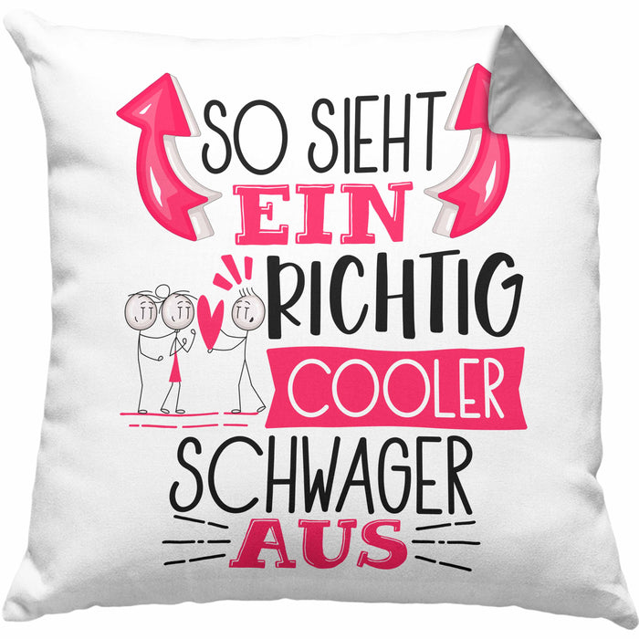 So Sieht Ein Richtig Cooler Schwager Aus Geschenk Kissen mit Füllung 40x40 Lustiger Spruch Geschenkidee (Grau) Grau Trendation
