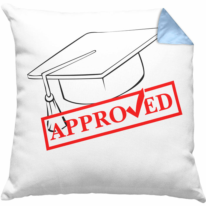 Lustige Kissen mit Füllung 40x40 für Doktor, Master und Bachelor - Das tolle Geschenk für Absolventen Approved (Grau) Blau Trendation