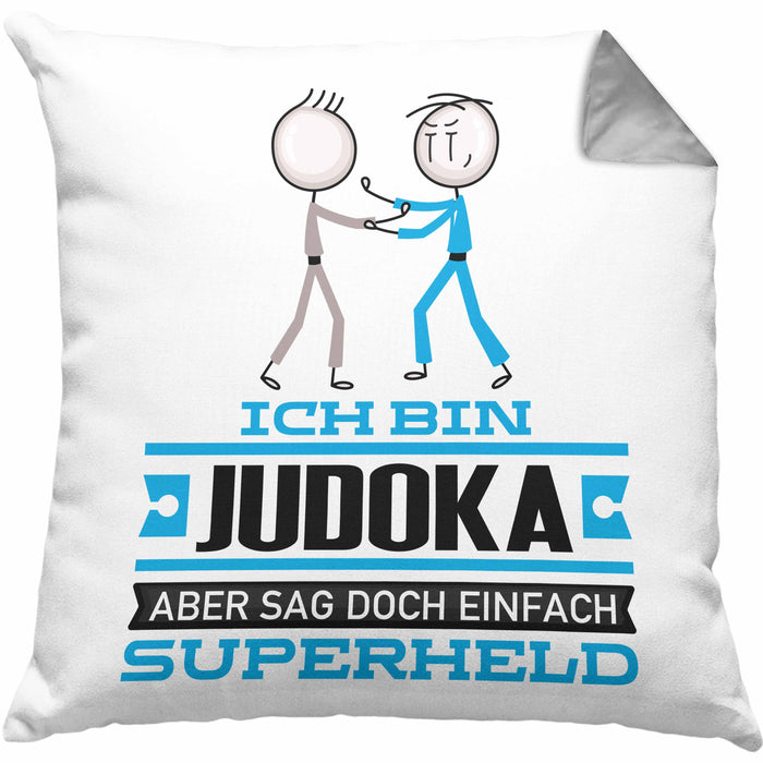 Judoka Geschenk Kissen mit Füllung 40x40 Ich Bin Judoka Aber Sag Doch Einfach Superheld Lustige Geschenkdiee für Judoka (Grau) Grau Trendation