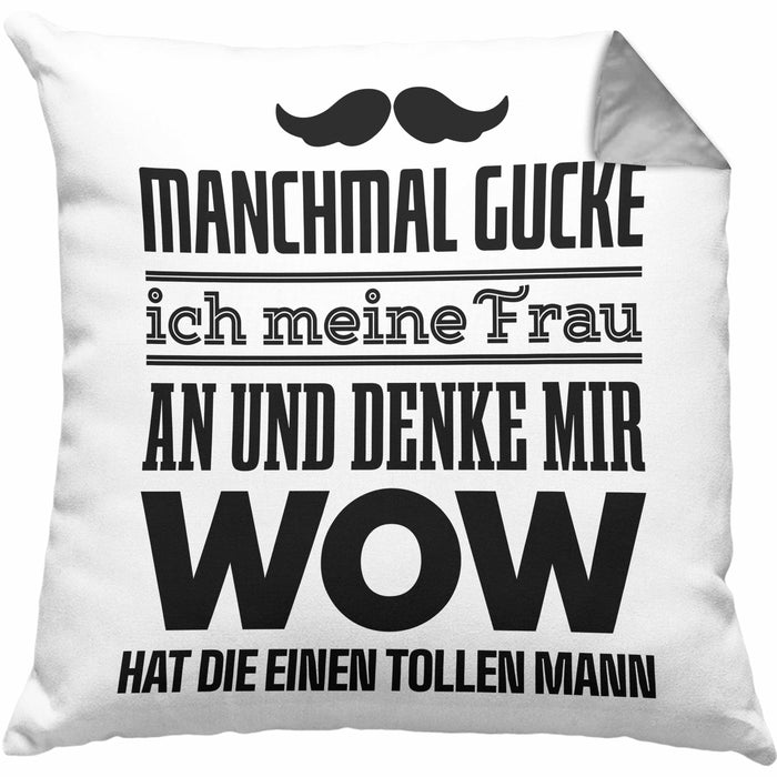 Ehefrau Ehemann Kissen mit Füllung 40x40 mit Spruch Lustiges Geschenk Frau Männer Toller Mann (Grau) Grau Trendation