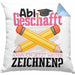 Abi Geschafft Abitur Prüfung Bestanden Kissen mit Füllung 40x40 Geschenk Kann Ich Jetzt Weiter Zeichnen Malen Künstlerin Künstler Geschenkidee (Grau) Blau Trendation