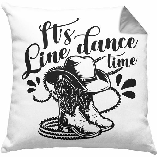 Lustige Kissen mit Füllung 40x40 "It's Line Dance Time" Geschenk Line Dance Fans (Grau) Grau Trendation