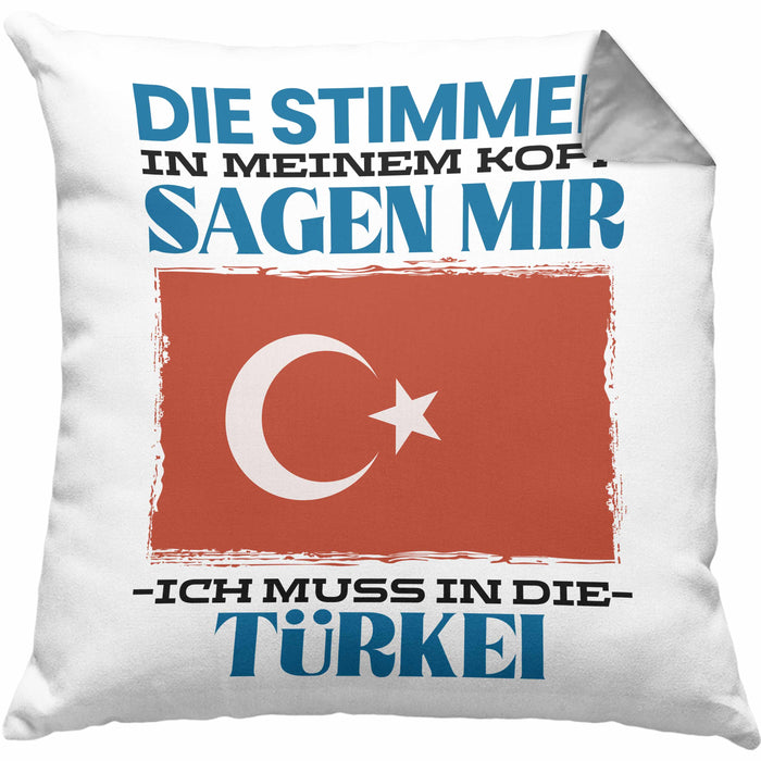 Türkei Kissen mit Füllung 40x40 Urlaub Heimat Geschenk Spruch Türke Geschenkidee (Grau) Grau Trendation