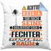 Fechter Geschenk Kissen mit Füllung 40x40 Lustiger Spruch Erheben Sie Sich Der Fechter Betritt den Raum (Grau) Blau Trendation