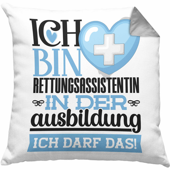 Rettungsassistentin Ausbildung Start Geschenk Kissen mit Füllung 40x40 Ich Bin Rettungsassistentin In Der Ausbildung Ich Darf Das Geschenkidee (Grau) Grau Trendation