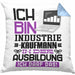 Industriekaufmann Ausbildung Kissen mit Füllung 40x40 Geschenk Ich Bin Industriekaufmann In Der Ausbildung Ich Darf Das Geschenkidee Spruch (Grau) Blau Trendation