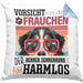 Berner Sennen Besitzerin Frauchen Kissen mit Füllung 40x40 Geschenk Lustiger Spruch Geschenkidee Vorsicht Vor Dem Frauchen (Grau) Blau Trendation