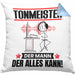 Tonmeister Kissen mit Füllung 40x40 Geschenk für Tonmeister Der Mann Der Alles Kann Geschenkidee zum Geburtstag (Grau) Blau Trendation